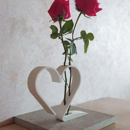 Valentine Minimalist Dual Rose Heart Vase