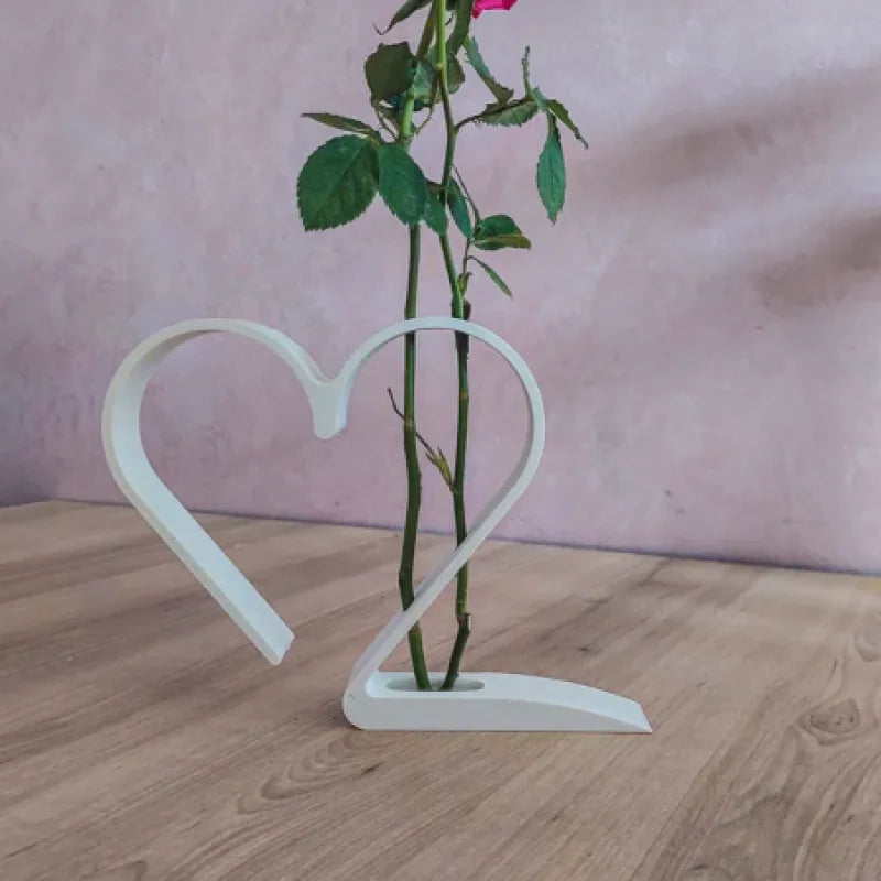 Valentine Minimalist Dual Rose Heart Vase